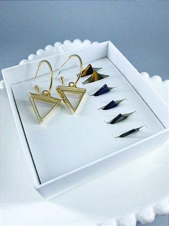 Combo argola com pingente triangulo