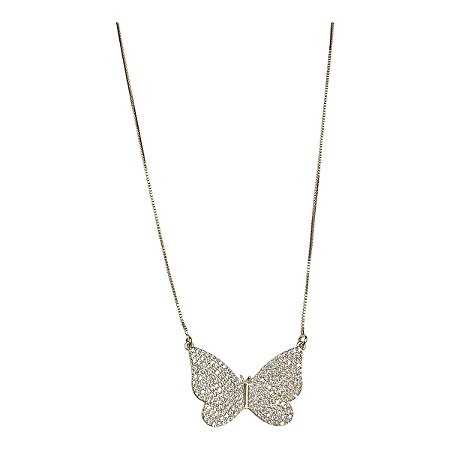 Colar borboleta cravejado