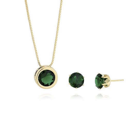 Conjunto solitário esmeralda