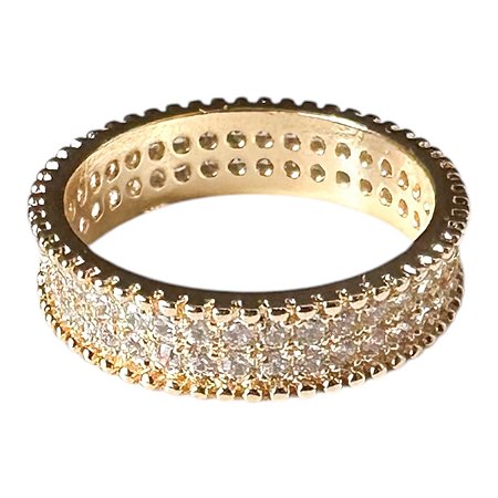Anel 2 fileiras de zirconias cravejada