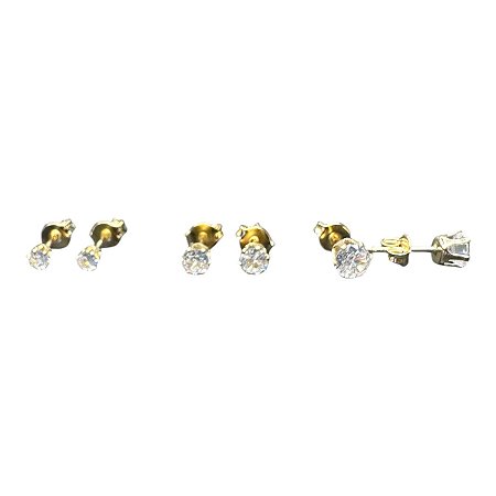 Brincos - trio ponto de luz zircônia cristal 1 2 3 Furos