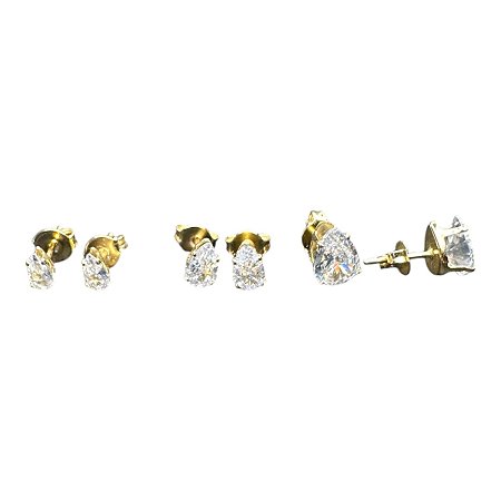 Brincos - trio gotinha zircônia cristal 1 2 3 Furos