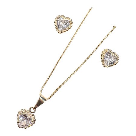 Conjunto coração com esferas cristal