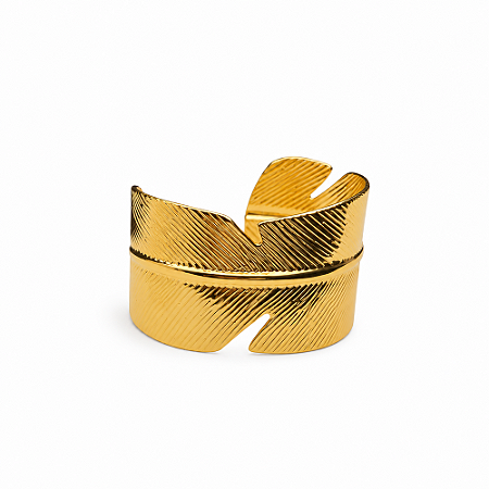 Bracelete pulseira folha dourado