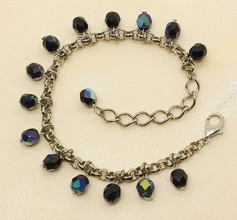 Pulseira de corrente prata com pingentes