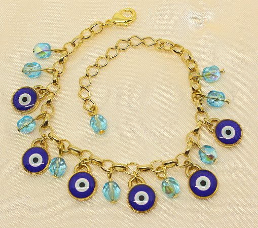 Pulseira de Olho Grego com pingentes