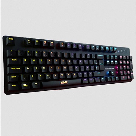 Teclado Gamer Mecânico GK-500 Multilaser Switch Blue Abnt Leds Rainbow