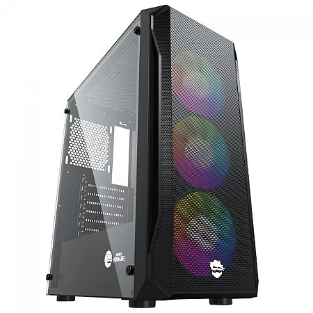 Gabinete Gamer Ninja AERO Com 3 Fans RGB  Mid Tower, Vidro Temperado, ATX Tela Mesh