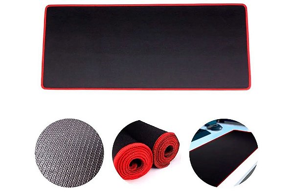 Mousepad Gamer Speed Grande Mbtech 70x35 Borda Vermelha