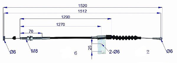 CABO DO ACELERADOR EMPILHADEIRA HANGCHA / HELI / CMH / MAXIMAL MOTOR NISSAN WANFENG COMPRIMENTO 1520MM