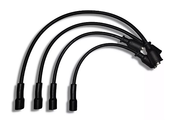 JOGO DE CABOS DE VELA (04 CABOS) PRETO MOTOR NISSAN K21/K25/H15/H20/H25/K15