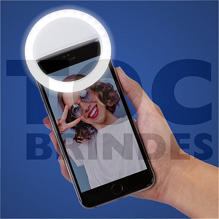 Anel de Iluminação para Selfie, modelo presilha, com três estágios de iluminação