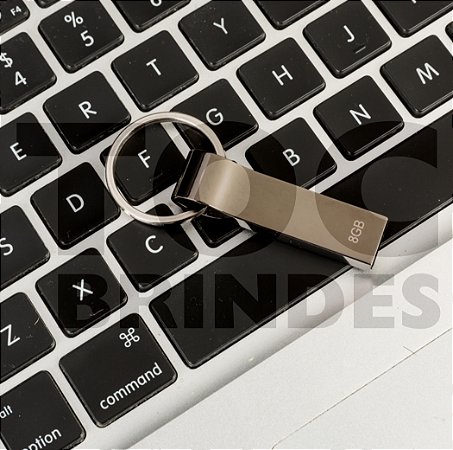 Pen drive em aço, com pintura grafite espelhada e argola para chaveiro, com armazenamento de 4GB, 8GB, 16GB ou 32GB