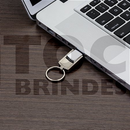 Mini pen drive em aço fosco, giratório, com tampa cromada e argola, com armazenamento de 4GB, 8GB, 16GB ou 32GB