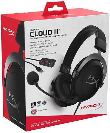 Headset Gamer HyperX - Cloud II - 7.1, USB - Preto e Cinza