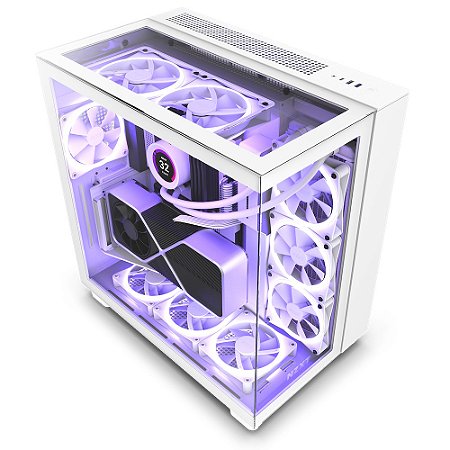 Gabinete gamer NZXT - H9 Elite White - Dual Chamber, Vidro temperado, RGB e controlador de ventilador