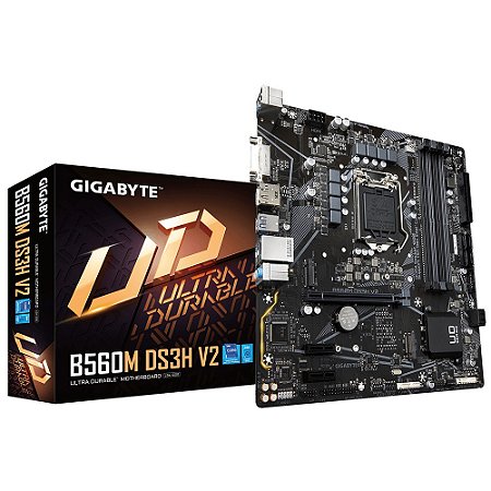 Placa mãe Gigabyte - B560M DS3H 2V - LGA 1200, DDR4, M.2, PCIe 4.0, USB-C