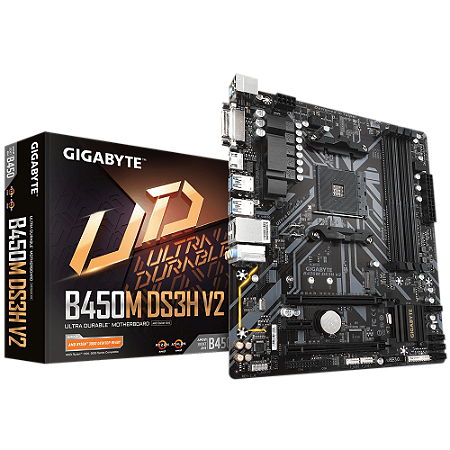 Placa mãe Gigabyte - Ultra Durable B450m DS3H V2 - AM4, DDR4, M.2