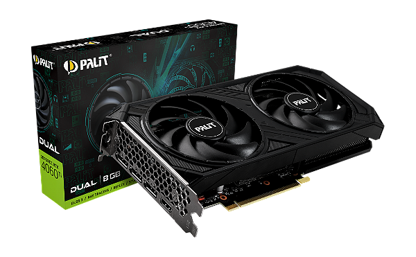 Placa de video Palit - GeForce RTX 4060 Ti Dual - 8GB, GDDR6, DLSS, Ray Tracing, 128Bit