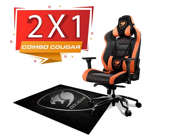 Combo gamer Cougar - ARMOR TITAN PRO + COMMAND - Pistão Classe 4, suporte até 160kg, Couro PVC Premium, Estrutura em Aço - Frete sob consulta