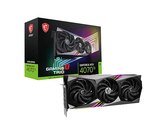 Placa de video MSI - GeForce RTX 4070 Ti GAMING X TRIO - 12GB, GDDR6X, Ray Tracing, DLSS, 192Bit