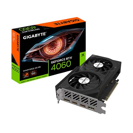 Placa de Vídeo Gigabyte - GeForce RTX 4060 Windforce OC - 8GB, GDDR6, DLSS, Ray Tracing, DLSS 3, 128Bit