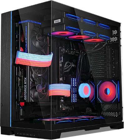 Gabinete gamer Lian Li - O11 Dynamic EVO XL Black - Full Tower, RGB, Vidro temperado, Modo reverso, Montagem de placa de vídeo vertical