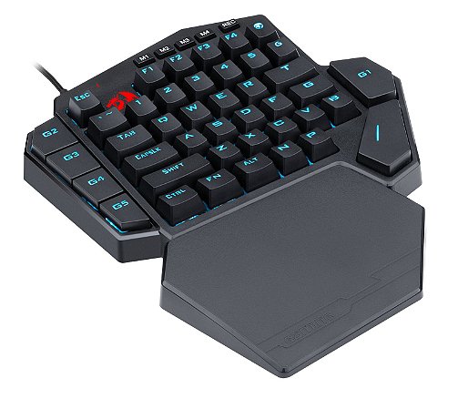 Teclado gamer Redragon - Diti X Black - RGB, Formato One Hand, Switches Blue, Teclas programáveis para macros