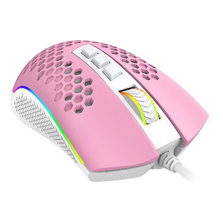 Mouse gamer Redragon - Storm Bubblegum - RGB, Sensor PMW3327, Ultra leve, cabo Paracord Superflex