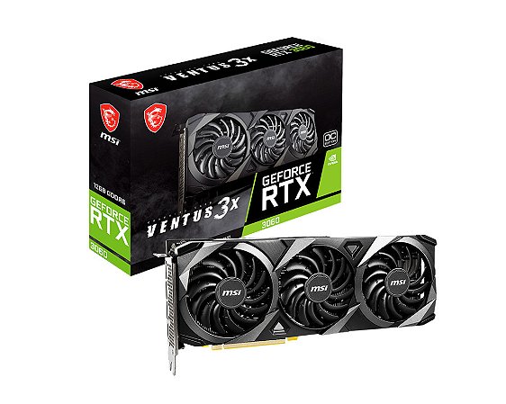 Placa de video MSI - GeForce RTX 3060 VENTUS 3X 12G OC - GDDR6, 12GB, RayTracing, DLSS, 192 Bit