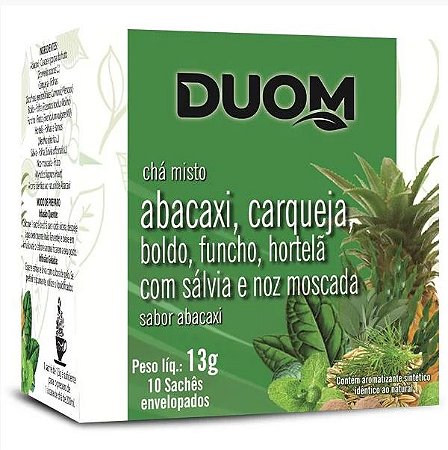 Chá Digestivo Abacaxi, Carqueja, Boldo, Sálvia e Noz Moscada 10 saches - Duom