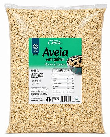 Aveia sem glúten flocos grossos 1 kg leve crock
