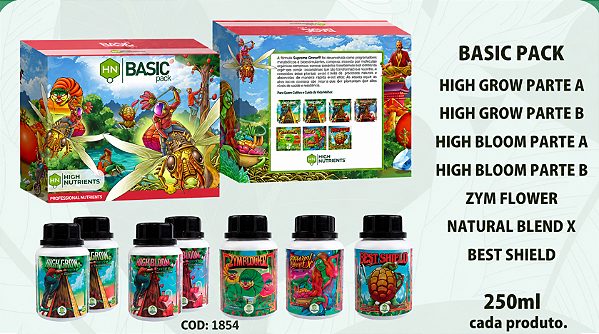 Kit High Nutrients Basic Pack 7x250 ml – Grow, Bloom e Complementos
