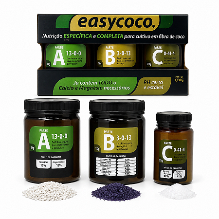 Kit EasyCoco A+B+C 2,27 kg – Fertilizante para Fibra de Coco
