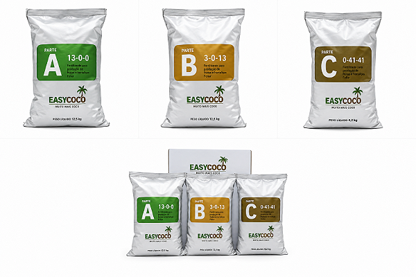 Kit EasyCoco Profissional A+B+C – Fertilizante para Fibra de Coco