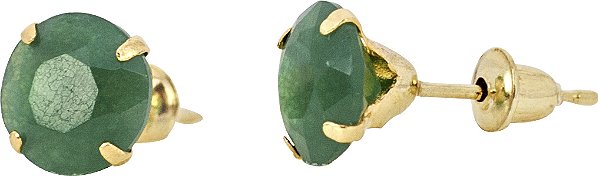 Brinco Solitário Cor Verde Pedra de Zircônia Ouro 18k.