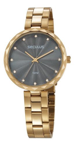 Relógios Seculus Feminino Redondo Dourado 77039lpskds1