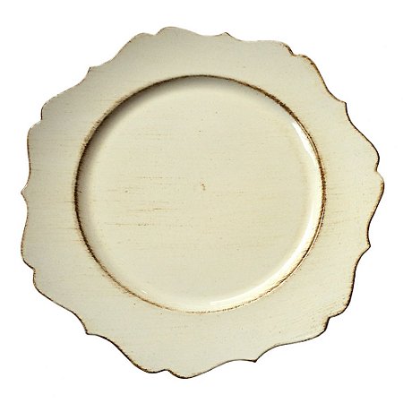 SOUSPLAT DE RESINA BRANCO ESTILO ROMANTICO CLASSICO 33CM