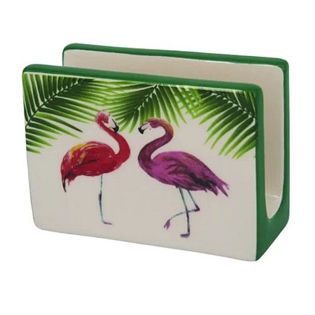 PORTA GUARDANAPO DE CERÂMICA FLAMINGO 11cm x 4,5cm x 7.5cm