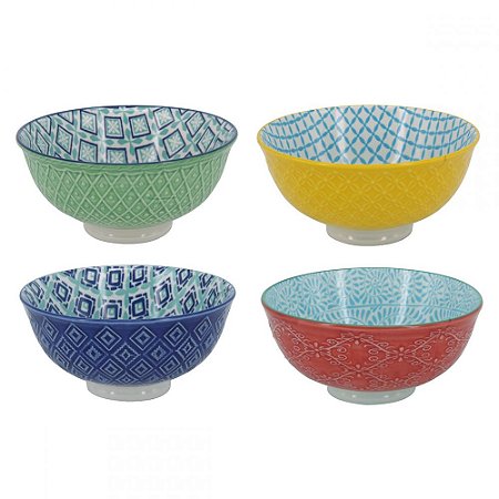 CONJUNTO DE BOWLS DE PORCELANA 4 PEÇAS 12X10cm