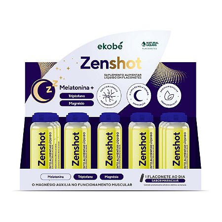Zen Shot Melatonina Ekobé Maracujá Caixa 15 Flaconetes 20ml