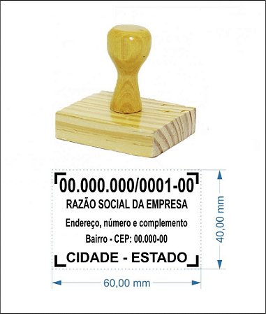 01 UNID CARIMBO MADEIRA TRADICIONAL CNPJ 60X40MM - 1X0