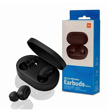 Fone de Ouvido Bluetooth Earbud Xiaomi Redmi Airdots - Mi True Wireless  Earbuds Basic - Versão Global - com Microfone - com Case Carregador - Preto  - Oficina dos Bits