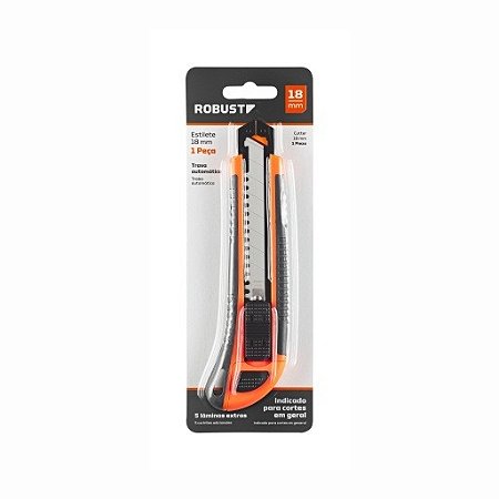 Estilete Largo Cabo Emborrachado, 5 Lâminas 18MM - ROBUST
