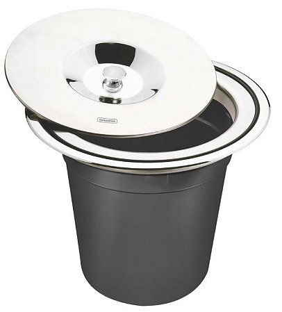 Lixeira de embutir em aço inox com balde plástico 5lt Clean Round 94518005 Tramontina