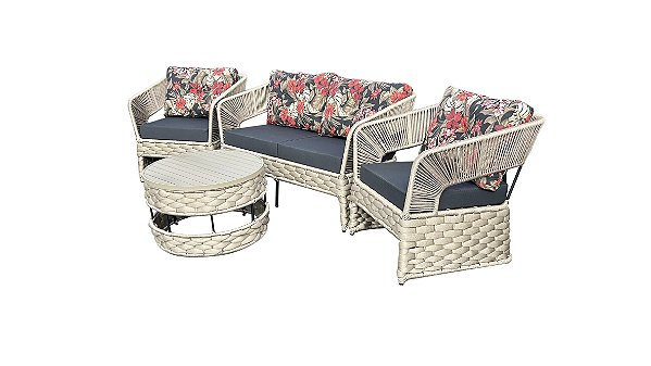 Conjunto de sofá e poltronas misto - Corda Náutica + Tricô náutico