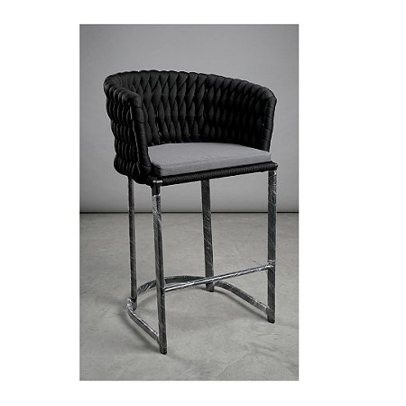 Banqueta em tricô náutico e alumínio