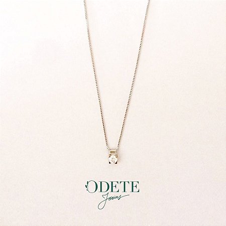 Gargantilha em  Ouro Branco 18k Ponto de Luz Diamante de 20 pontos.