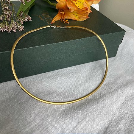 Colar Gargantilha Ômega Em Ouro Branco E Amarelo 18k.