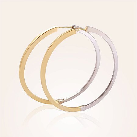 Brinco Argola em Ouro Amarelo e Branco 18K.